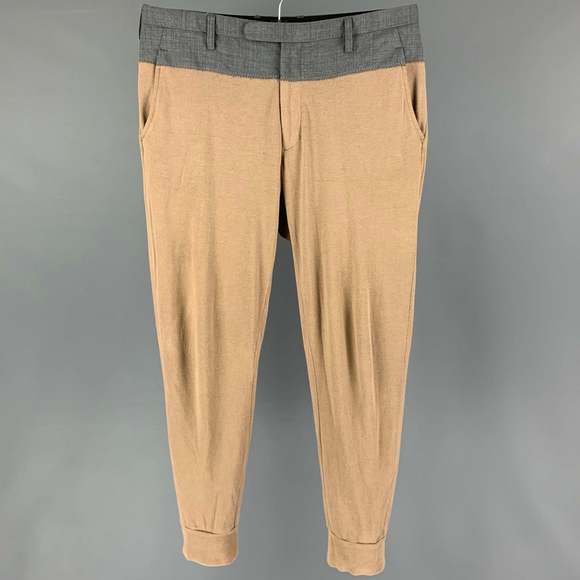 KOLOR Camel Grey Color Block Cotton Wool Joggers Pants - Picture 1 of 6